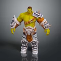 Green Skinned Fantasy Warrior Creature in Armored Attire With Ornate Belt And Armor Details