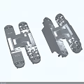 Pair of Precision Engineered Silver Metal Mechanical Connector Parts With Multiple Screws
