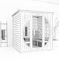 Modern Wooden Sauna Featuring Glass Door Interior Bench And Green Plant Indoor