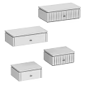 Set Of Beige Drawer Storage Boxes With Lid And Handle For Home Organization