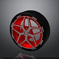 Stylish Red And Silver Car Wheel Rim With Black Tire For Automotive Parts