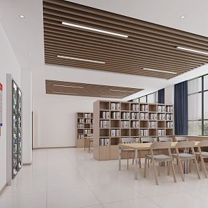 modern reading room library reading room 3d model