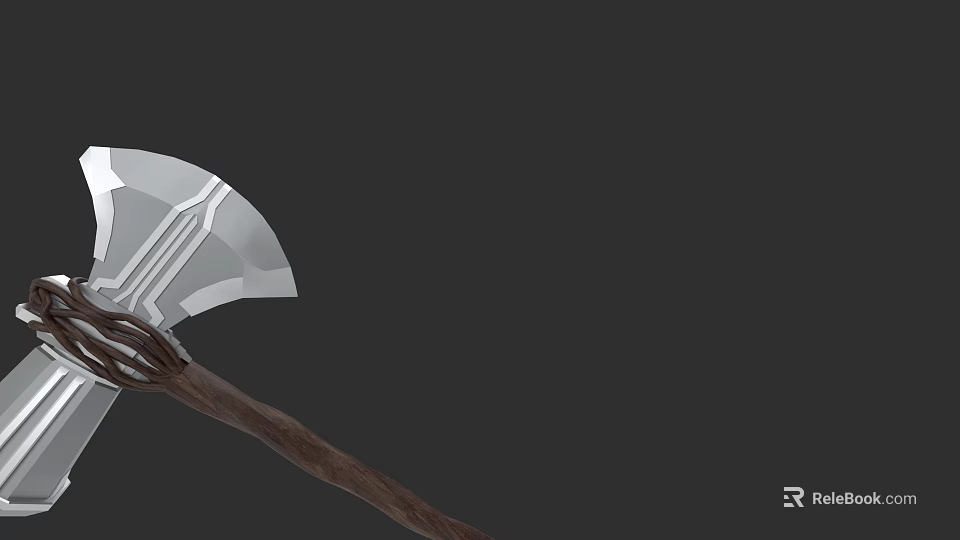 Medieval Battle Axe With Sharp Metal Blade And Wooden Handle Design 3d model 