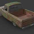 Old Rusty Vintage Truck With Weathered Body And Green Gray Patina