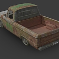 Scrap car abandoned car Ford classic pickup broken car broken car broken car low face number low model simple model game sub-era film and television level super realistic 3d model