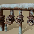 Rusted Metal Pipes With Vintage Valves And Industrial Texture