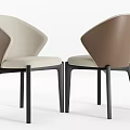 Two Modern Beige And Brown Dining Chairs With Black Legs 3d model