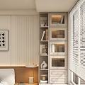 Modern Minimalist Light Wood Storage Cabinet With Open Shelves Lattice Doors Books And Vase