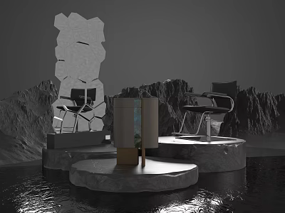 Modern Beauty Salon Interior With Styling Chairs And Professional Hair Care Products 3d model