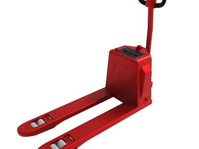 Red Manual Pallet Jack with Hydraulic Handle and Forks for Industrial Use 3d model