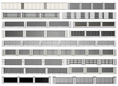 Modern fence wrought iron fence residential fence landscape wall railing residential grille retaining wall courtyard wall 3d model