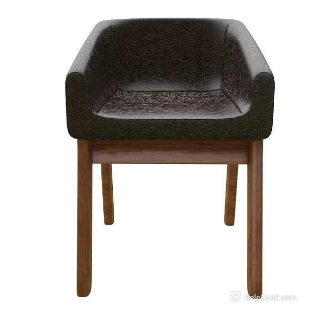 Brown Upholstered Armchair With Wooden Legs And Modern Design Style 3d model 