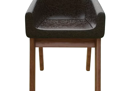 Brown Upholstered Armchair With Wooden Legs And Modern Design Style 3d model