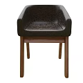 Brown Upholstered Armchair With Wooden Legs And Modern Design Style