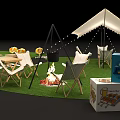 Creative Garden Landscape Design With Green Grass Outdoor Seating Swing And Projector Screen