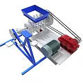 Industrial Mechanical Equipment With Red Engine Blue Frame And Belts 3d model