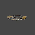 Futuristic Industrial Ship Design With Illuminated Lights And Metal Deck Platform