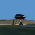 Traditional Ancient City Gate Tower With Multi Tiered Roof Ancient City Wall And Blue Sky