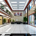 Modern Government Service Hall Interior With Marble Floor Green Plants Sofa And Large Windows