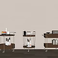 Middle-ancient style trolley side several mobile side several mobile trolley mobile storage rack round side several square side several ornaments 3d model