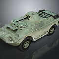 Armored Military Vehicle With Green Camouflage Tactical Design And Wheels