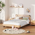 Cute Cartoon Ear Design Solid Wood Kids Bed For Cozy Bright Children Bedroom Space