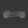 Silver Skeleton Motorcycle with Metallic Texture and Artistic Design on Reflective Gray Background 3d model