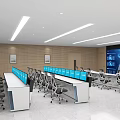 Efficient Control Room Setup With Multiple Monitor Rows Ergonomic Chairs And Large Digital Display Panel 3d model