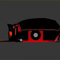 Futuristic Black And Red Vehicle Design With Glowing Red Accents And Sleek Shape