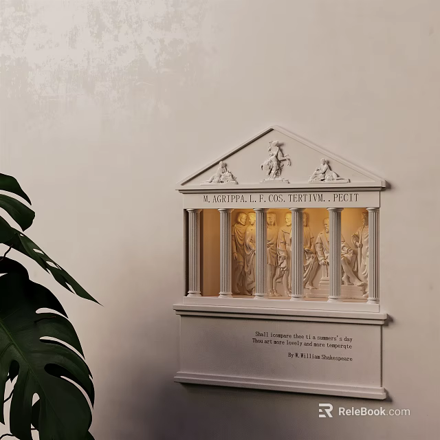 Classical Wall Lamp With Carved Figures Column Design And Soft Illumination 3d model 
