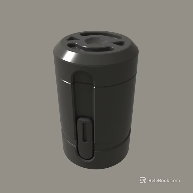 Black Cylindrical Device With Top Holes And Side Groove Design 3d model 