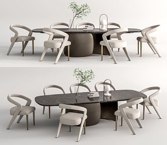 Modern Dining Table and Chair Combination Single Chair 3d model