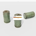 Three Vintage Green Cylindrical Storage Jars As Decorative Household Items