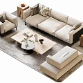 Modern Sofa Coffee Table Combination Sofa Coffee Table Double Sofa Multi-Person Sofa 3d model