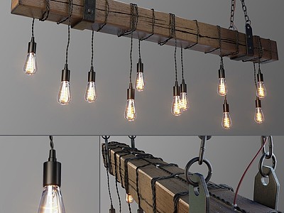 Chandelier lamp beam tree hanging shine 3d model