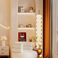 Elegant Modern Minimalist Luxury Bedroom Desk With Chair Bookshelf And Clock