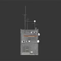 Multi Story Residential Building With Gray Exterior Steps Orange Awning Air Conditioners And Satellite Dishes