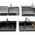 Modern Stainless Steel Kitchen Sinks Double And Single Bowl With Faucet Drainer And Oranges