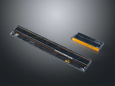 Long Metal Strip Tool Accessory With Black Surface And Yellow Part 3d model
