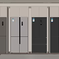 Modern Showroom Interior With Multiple Refrigerators In Different Colors And Styles 3d model