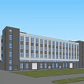 Modern Industrial Plant Exterior Design With Multi storey Structure Large Windows And Roadside Greenery