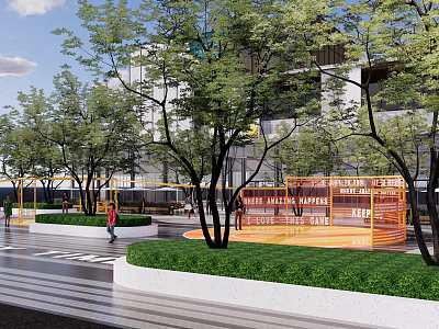 Urban Road Facilities With Pedestrian Walkway Green Belts And Tree Shades 3d model