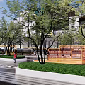 Urban Road Facilities With Pedestrian Walkway Green Belts And Tree Shades