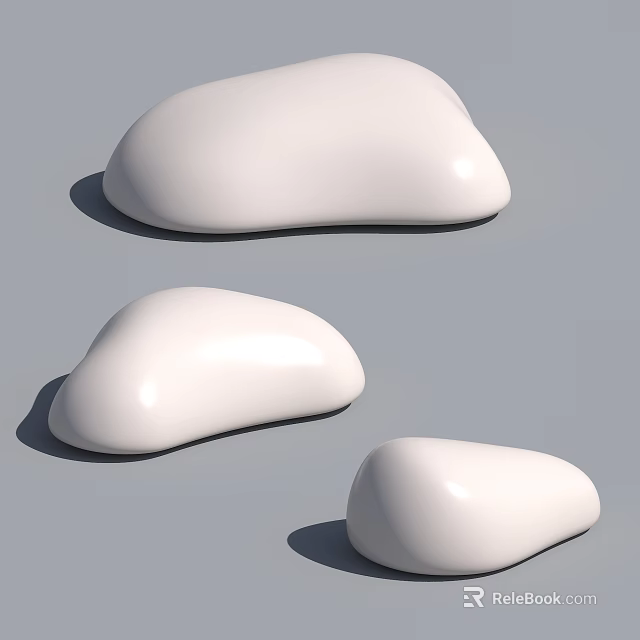 Three White Smooth Irregular Shaped Minimalist Decorative Objects on Gray Background 3d model