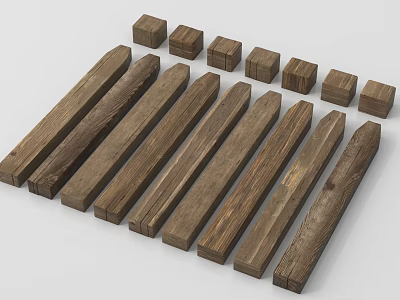 Natural Wood Planks and Stone Blocks for Interior Design Projects 3d model