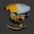 Yellow Black Futuristic Armored Mechanical Robot With Blue Glowing Core And Metal Arms