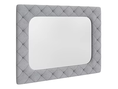 Elegant Gray Tufted Upholstered Mirror with Diamond Stitch Frame Design 3d model