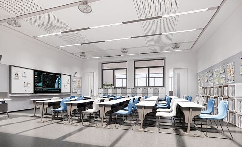 modern classroom 3d model