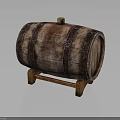 Rustic Vintage Wooden Barrel With Metal Hoops Textured Surface And Stand