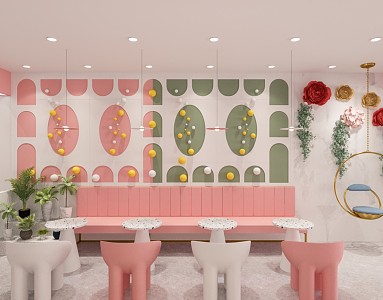 Modern Milk Tea Shop 3d model